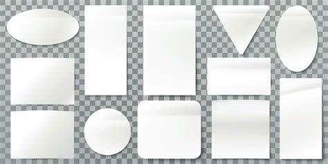 White paper labels. Blank label stickers, sticky papers tags and sign shapes vector set 24790150 ...