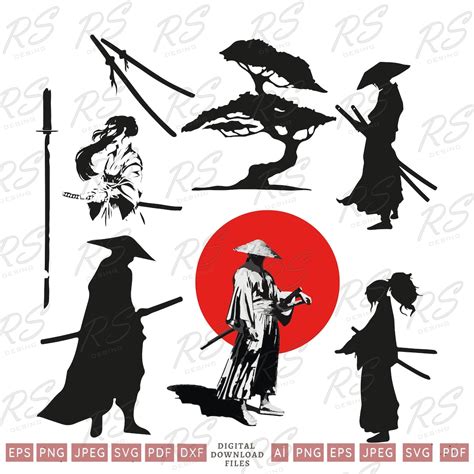 Buy Japan Themed Samurai Svg Bundle, Samurai Sword Vector, Samurai ...