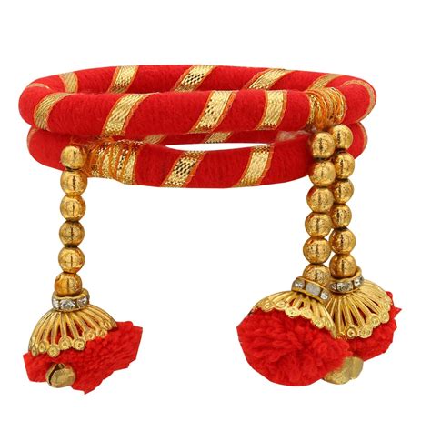 Sukriti Indian Party Wedding wear Pom-Pom Thread Red Bracelet for Girl ...
