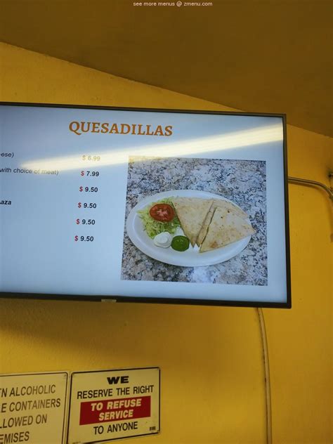 Menu at Tacos y Pupusas restaurant, Anaheim