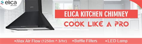 Elica 60 cm 1250 m3/hr Chimney (DH 260 BF Nero, 2 Baffle Filters, Push ...