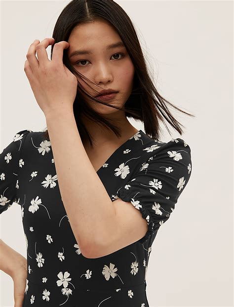 Buy Jersey Floral Knee Length Skater Dress at Marks & Spencer