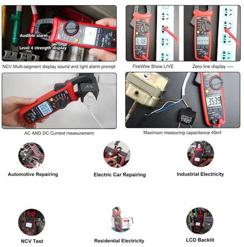 Probots UT204+ Digital Clamp Meter 600A AC DC Current Temperature Live ...