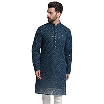 Buy Rati International Lucknowi Chikankari Floral Embroidered Georgette ...