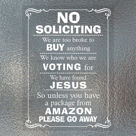 Buy WaaHome Funny No Soliciting Window Sticker Decal 7"x10" No ...