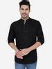 Black Party Wear Kurta for Men - Full Sleeve Solid & Linen Slim Fit ...