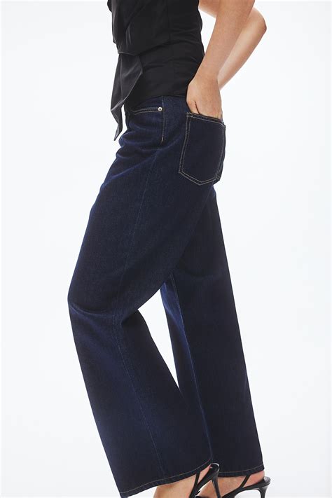 Wide-leg Denim Pants - Dark denim blue - Ladies | H&M US