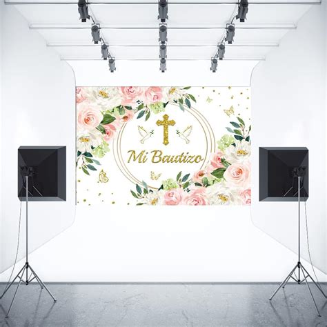 Buy Aperturee Mi Bautizo Baptism Backdrop 7x5ft God Bless First Holy ...
