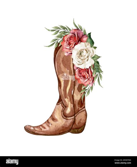 Western Wedding Boots Clip Art Watercolor Cowboy Boots, Hats, Pistol