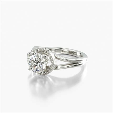 14K White Gold Asymmetrical Diamond Love Knot Engagement Ring-17024w14