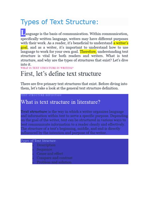 Types of Text Structure 的图像结果
