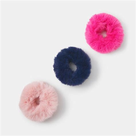 Kids Fluffy Hair Scrunchies Set Of 3 - Accessorize India