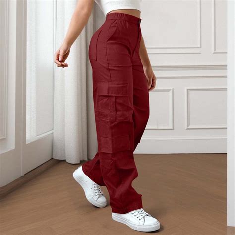 absuyy Cargo Pants for Women 2025 Elastic High Waisted Work Pants Multi ...