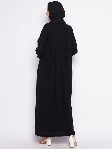 Nabia Black Nida Matte Abaya For Women with Georgette Scarf