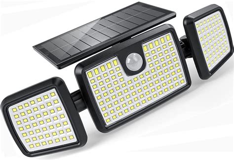 Solar Lights Outdoor, 3 Head Solar Motion Lights with 2500lm 218 LEDs ...