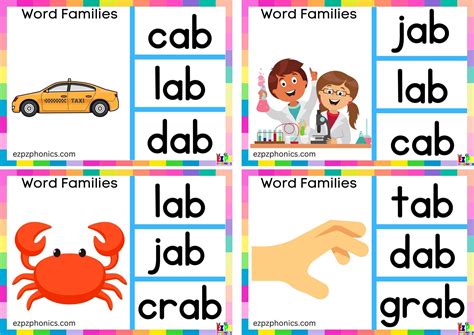 ab Word Family Look at the Images and Clip the Correct Word. Clip Card ...