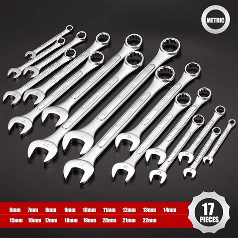 Buy ROCHOOF Combination Wrench Set,17-Piece Metric Wrench Set 12-Point ...