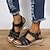 Women's Brown Faux Leather Strap Sandals – Comfortable Open-Toe Casual ...