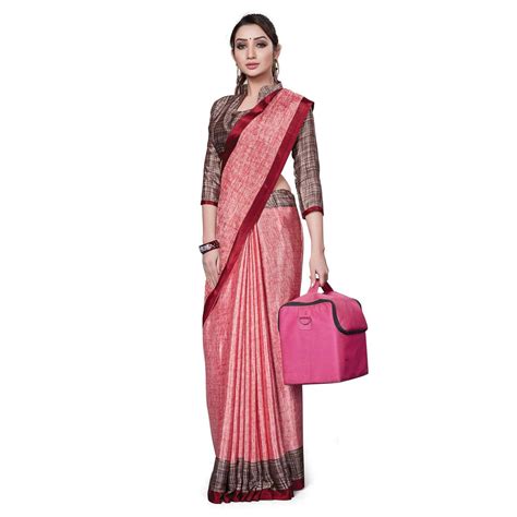 Opulent Coral Red Colored Casual Wear Printed Crepe Saree