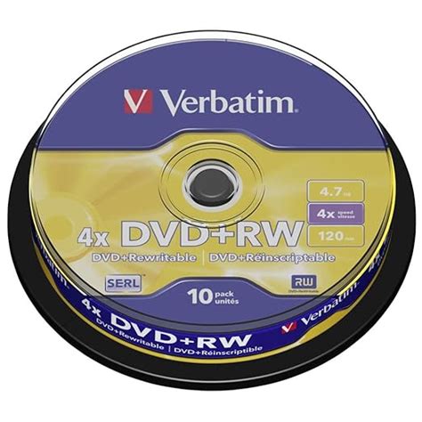 Verbatim 43488 DVD+RW Disc 4X Speed Rewritable Disc 4.7GB Matt Silver ...