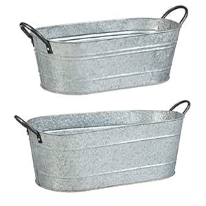 Evergreen Garden Urban Garden Galvanized Metal Containers, Set of 2 ...