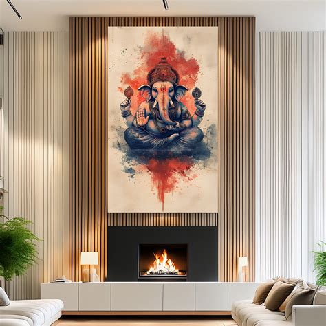 Splash Ganesha Ink Painting | Devotional Wall Decor – CRAFTICO