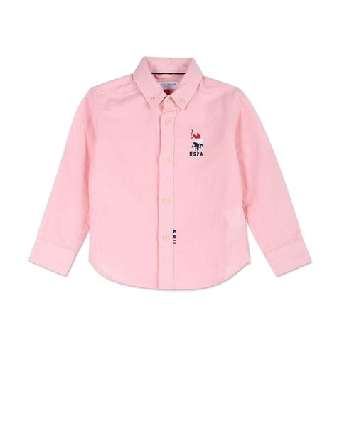 Buy Boys Cotton Linen Solid Shirt Pink|U.S. Polo Assn. India