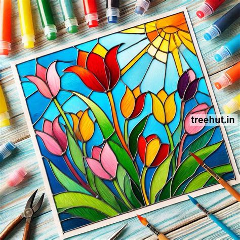 Tulip Stain Glass Painting Ideas