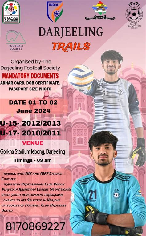 Trials for The Football Club Brothers of Rajasthan, 4/a Belombre Road ...