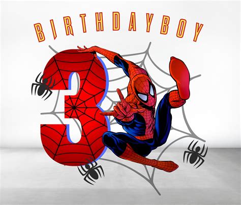 Spiderman Birthday Boy PNG 3rd Birthday PNG - Etsy