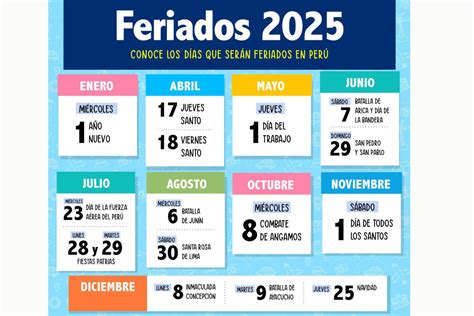 Feriados 2025 en Perú: conoce aquí los días festivos nacionales del ...