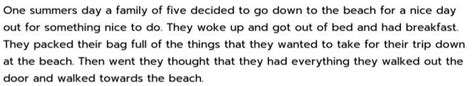 punctuate the following paragraph: trip to the beach - Brainly.in