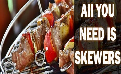 PINK PARI (LABEL) 10PCS Stainless Steel Barbecue Skewers Flat Metal ...