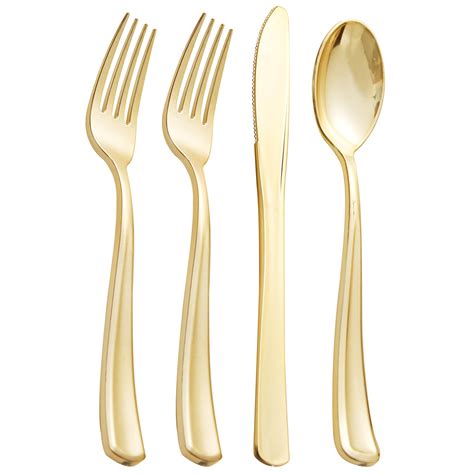 Snapklik.com : Supernal 360pcs Gold Plastic Silverware Heavy Duty ...