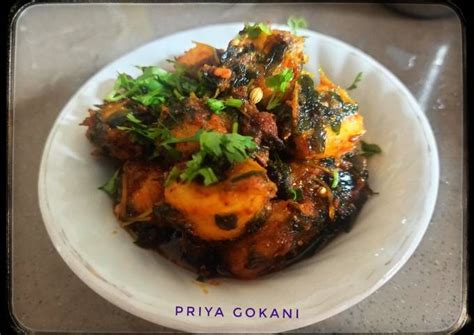 Kela Methi Nu Shaak (Banana Methi Leaves Sabzi) Recipe by Priya Gokani ...