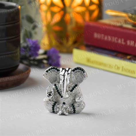 Buy Decorative Silver Plated Ganesha Online in India - Mypoojabox.in