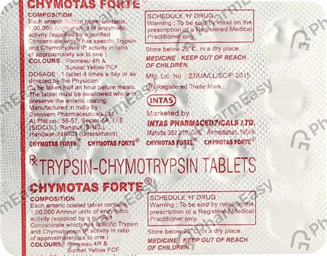 Chymotas Forte 100000 AU Tablet (20): Uses, Side Effects, Price ...