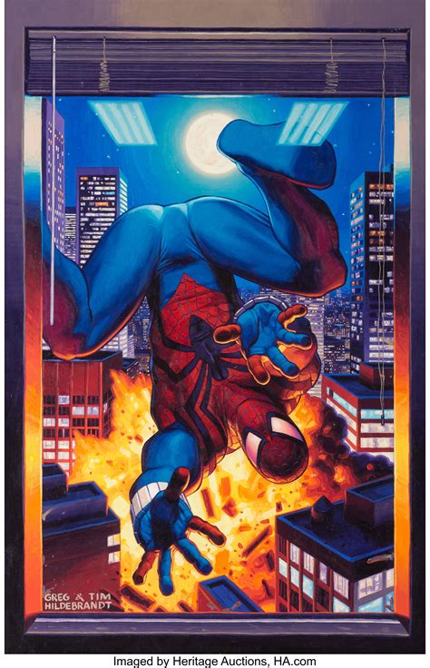 Greg and Tim Hildebrandt - Spider-Man Window Poster Painting | Lot ...