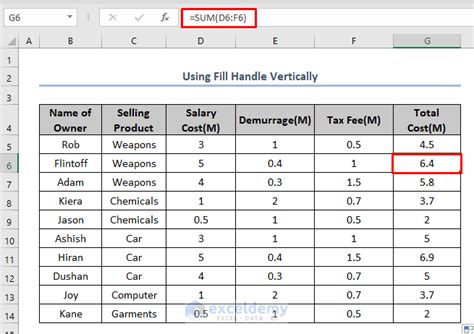 Image result for Fill Handle Excel Copy Formula