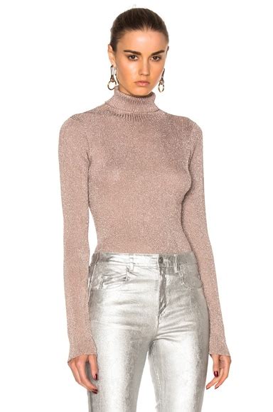 3.1 phillip lim Lurex Turtleneck Sweater in Blush | FWRD