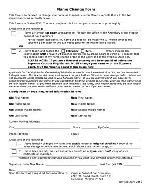 Fillable Online VBBE Name Change Form Fax Email Print - pdfFiller