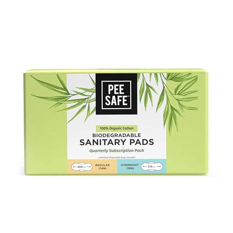 Buy Pee Safe 100% Organic Cotton Biodegradable Sanitary Pads, 14 ...