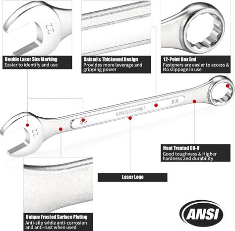 Buy ROCHOOF Combination Wrench Set,17-Piece Metric Wrench Set 12-Point ...