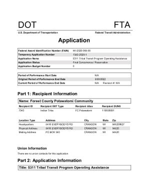 Fillable Online 5311 Tribal Transit Program Operating Assistance Fax ...