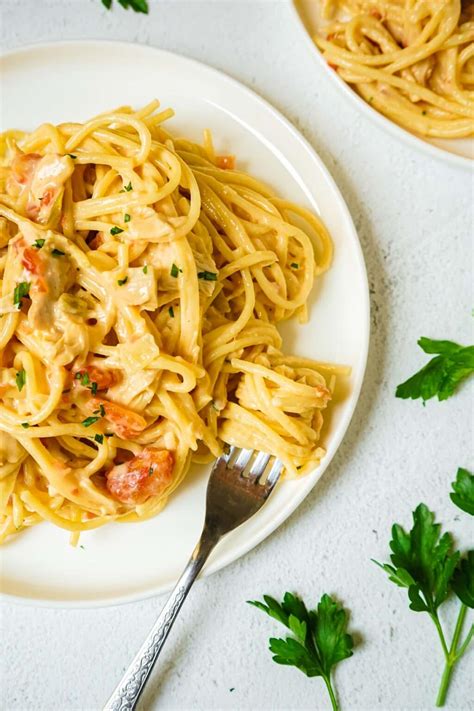 Creamy Chicken Spaghetti Rotel and Velveeta Cheese
