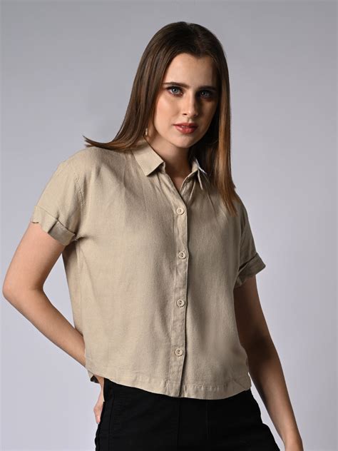 Buy Women Solid Oatmilk Shirt | Kraus Jeans