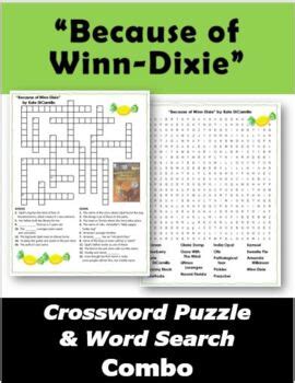 "Because of Winn-Dixie" by Kate DiCamillo Crossword Puzzle & Word ...