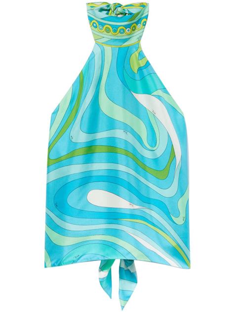 Printed silk twill high neck top - Pucci - Women | Luisaviaroma