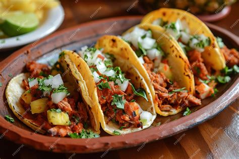 Premium Photo | A plate of tacos al pastor a traditional Mexican dish ...