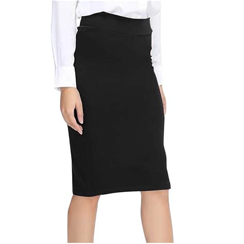 Business Pencil Skirt for Women 2025 Fashion Solid Color Elastic Waist ...